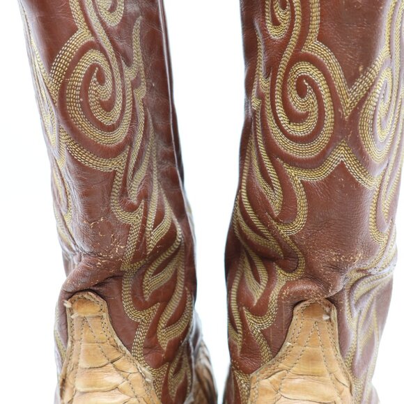 Tony Lama 8113 Exotic Python Brown Label Men's Size 8 D Western Cowboy Boots - Picture 11 of 14